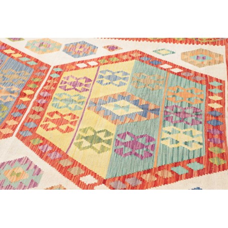 Tappeto Kilim Afghanistan arancione bianco 209x294