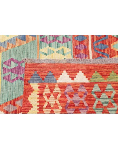 Tappeto Kilim Afghanistan arancione bianco 209x294