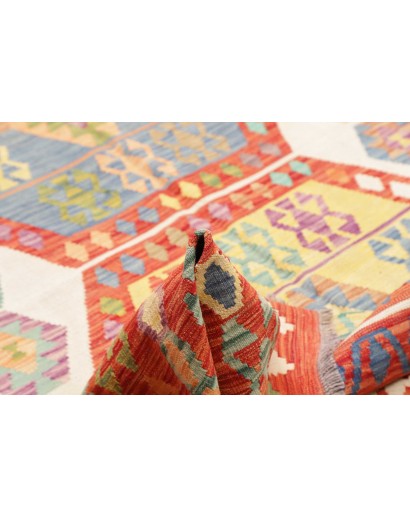 Tappeto Kilim Afghanistan arancione bianco 209x294