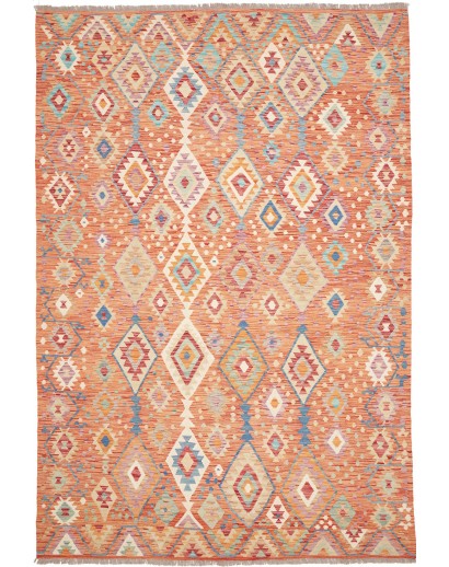 Tappeto Kilim Afghanistan marrone giallo 206x304