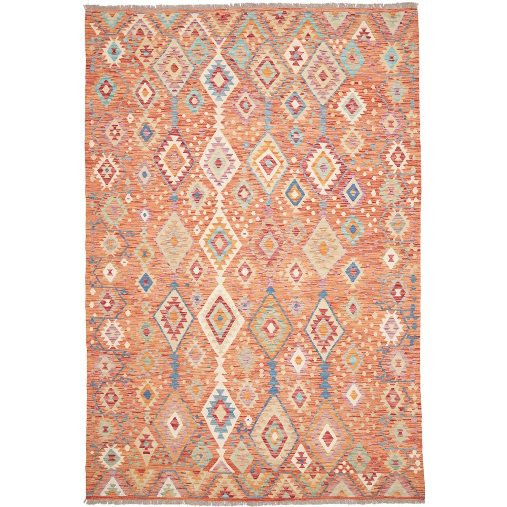 Tappeto Kilim Afghanistan marrone giallo 206x304