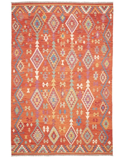 Tappeto Kilim Afghanistan rosso giallo 201x301