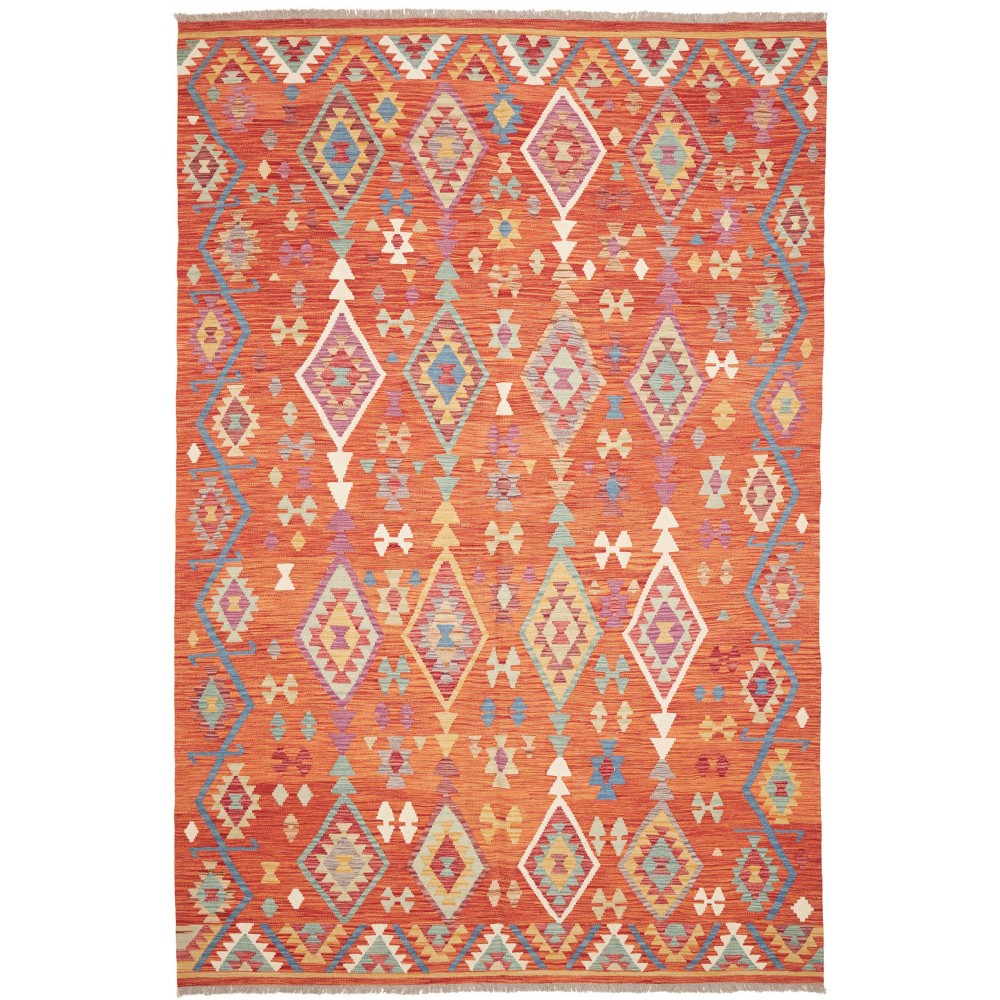 Tappeto Kilim Afghanistan rosso giallo 201x301
