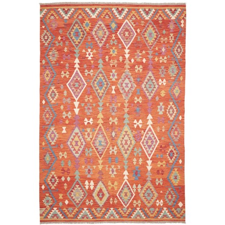 Tappeto Kilim Afghanistan rosso giallo 201x301