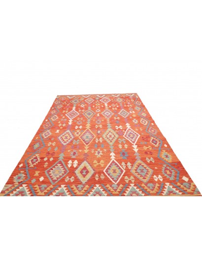 Tappeto Kilim Afghanistan rosso giallo 201x301