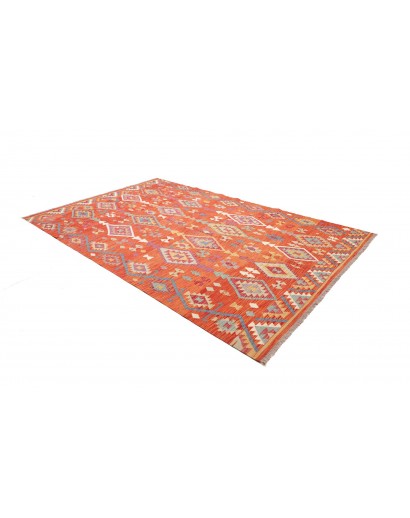 Tappeto Kilim Afghanistan rosso giallo 201x301
