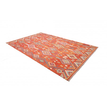 Tappeto Kilim Afghanistan rosso giallo 201x301