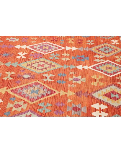 Tappeto Kilim Afghanistan rosso giallo 201x301