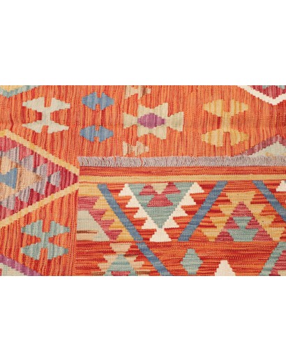 Tappeto Kilim Afghanistan rosso giallo 201x301