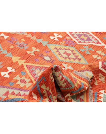 Tappeto Kilim Afghanistan rosso giallo 201x301