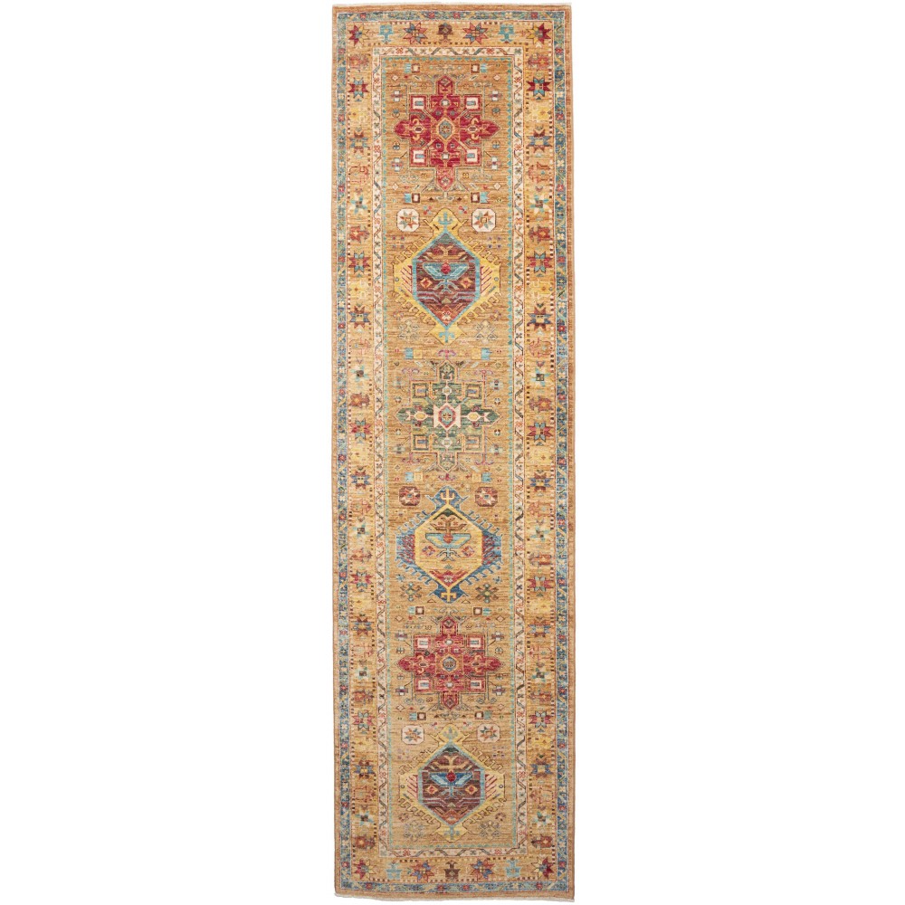 Tappeto Tribal Pakistan marrone bianco 79x298 Tappeto Tribal Pakistan marrone bianco 79x298