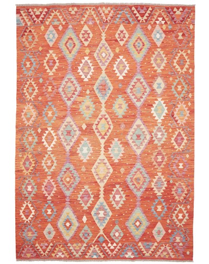 Tappeto Kilim Afghanistan arancione marrone 205x300
