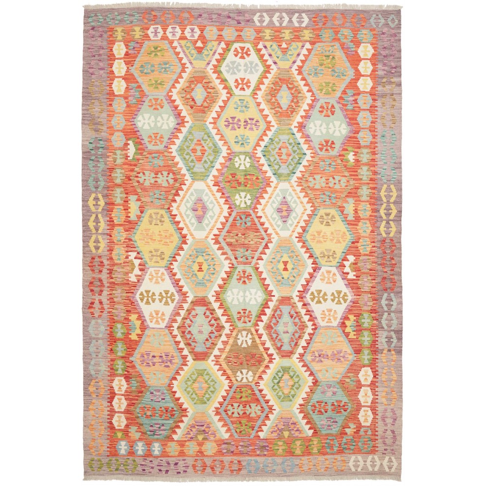 Tappeto Kilim Afghanistan marrone bianco 212x306