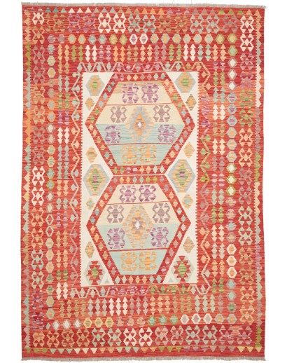 Tappeto Kilim Afghanistan arancione giallo 206x300