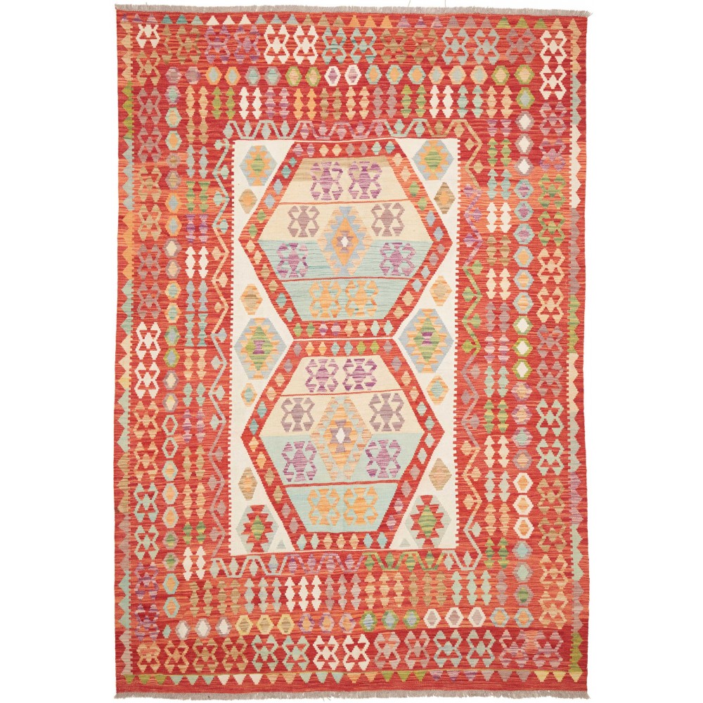 Tappeto Kilim Afghanistan arancione giallo 206x300