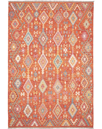 Tappeto Kilim Afghanistan arancione marrone 200x296