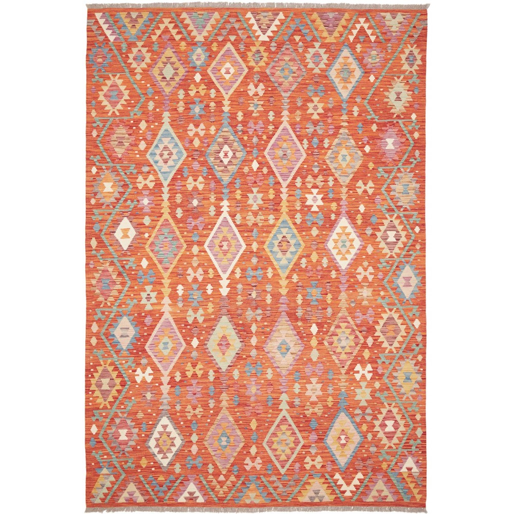 Tappeto Kilim Afghanistan arancione marrone 200x296