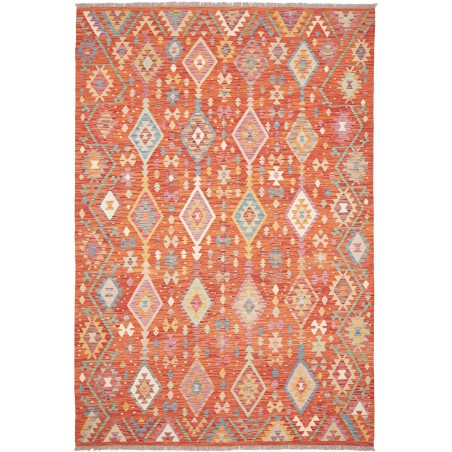 Tappeto Kilim Afghanistan arancione marrone 200x296