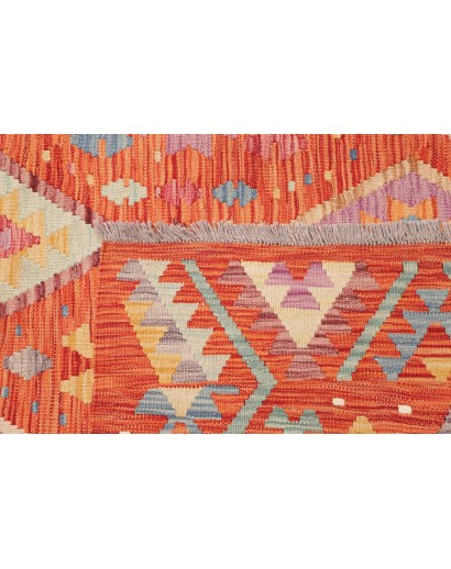Tappeto Kilim Afghanistan arancione marrone 200x296