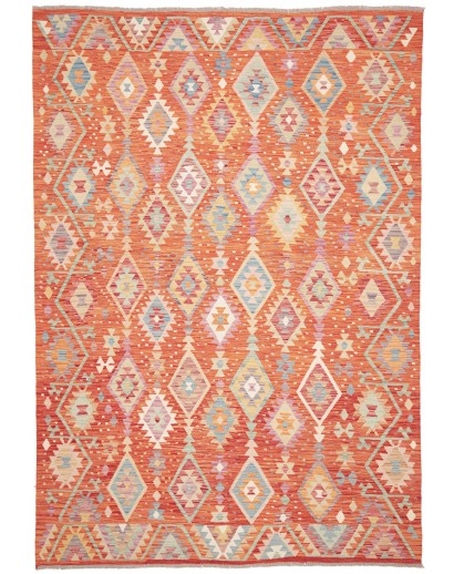 Tappeto Kilim Afghanistan arancione bianco 203x295