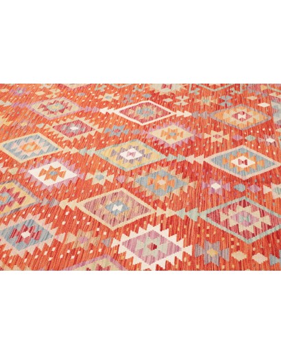 Tappeto Kilim Afghanistan arancione bianco 203x295