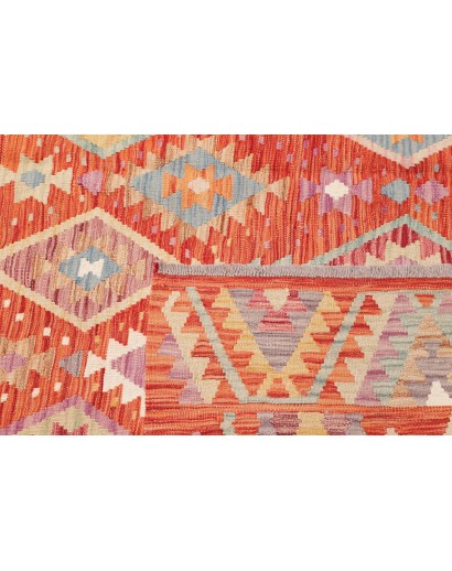 Tappeto Kilim Afghanistan arancione bianco 203x295