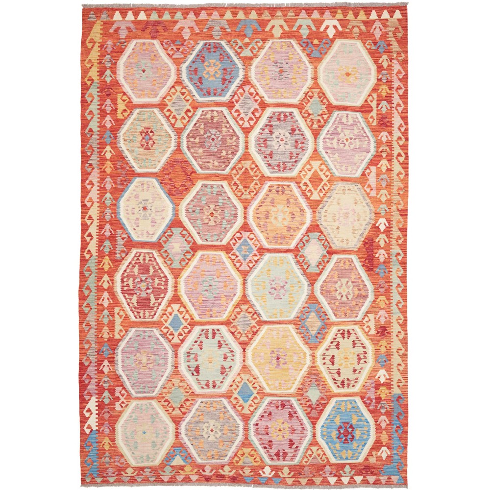 Tappeto Kilim Afghanistan marrone rosso 207x300