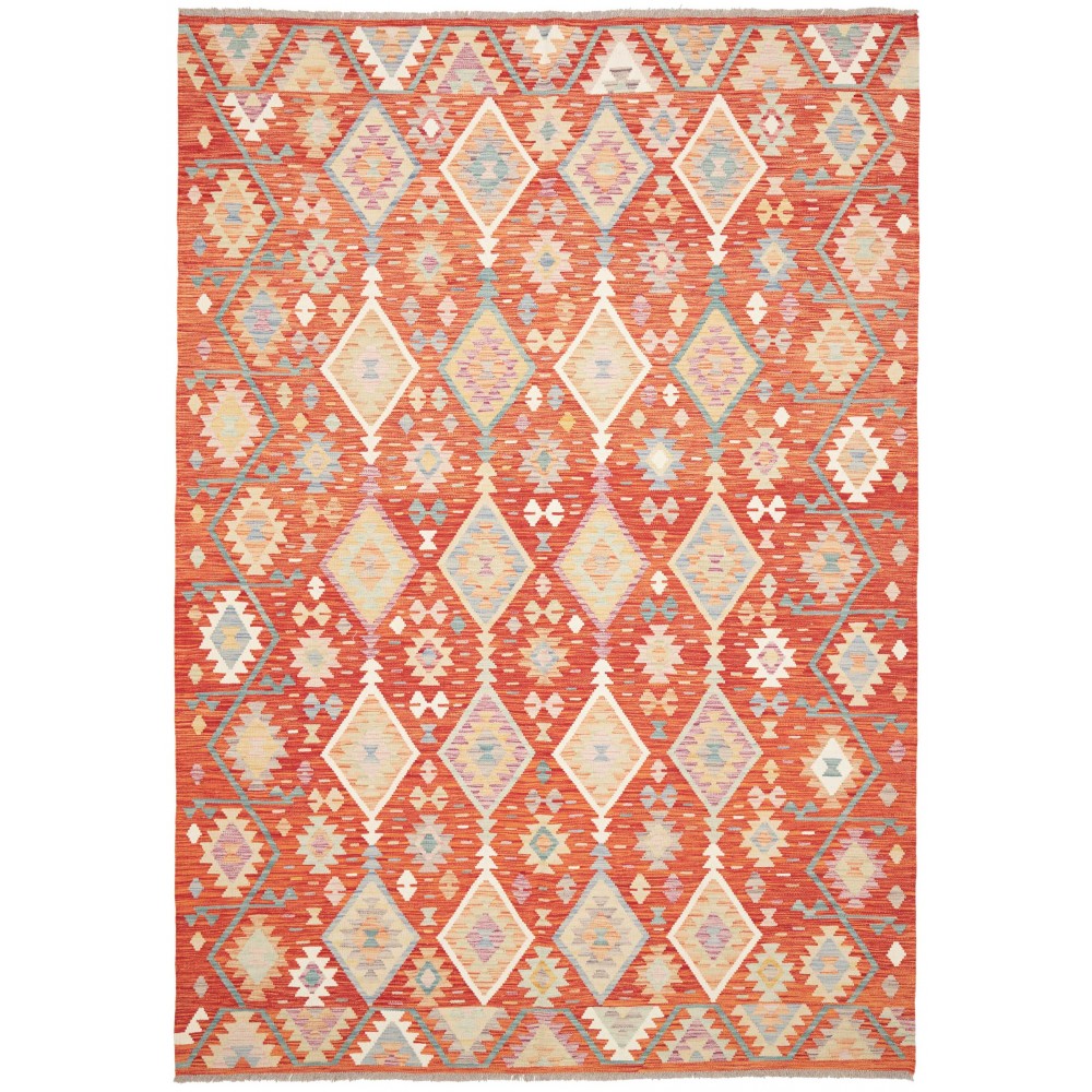 Tappeto Kilim Afghanistan marrone rosso 201x294