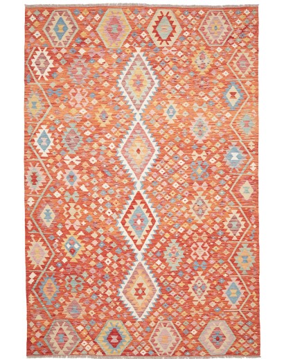Tappeto Kilim Afghanistan arancione rosso 195x295