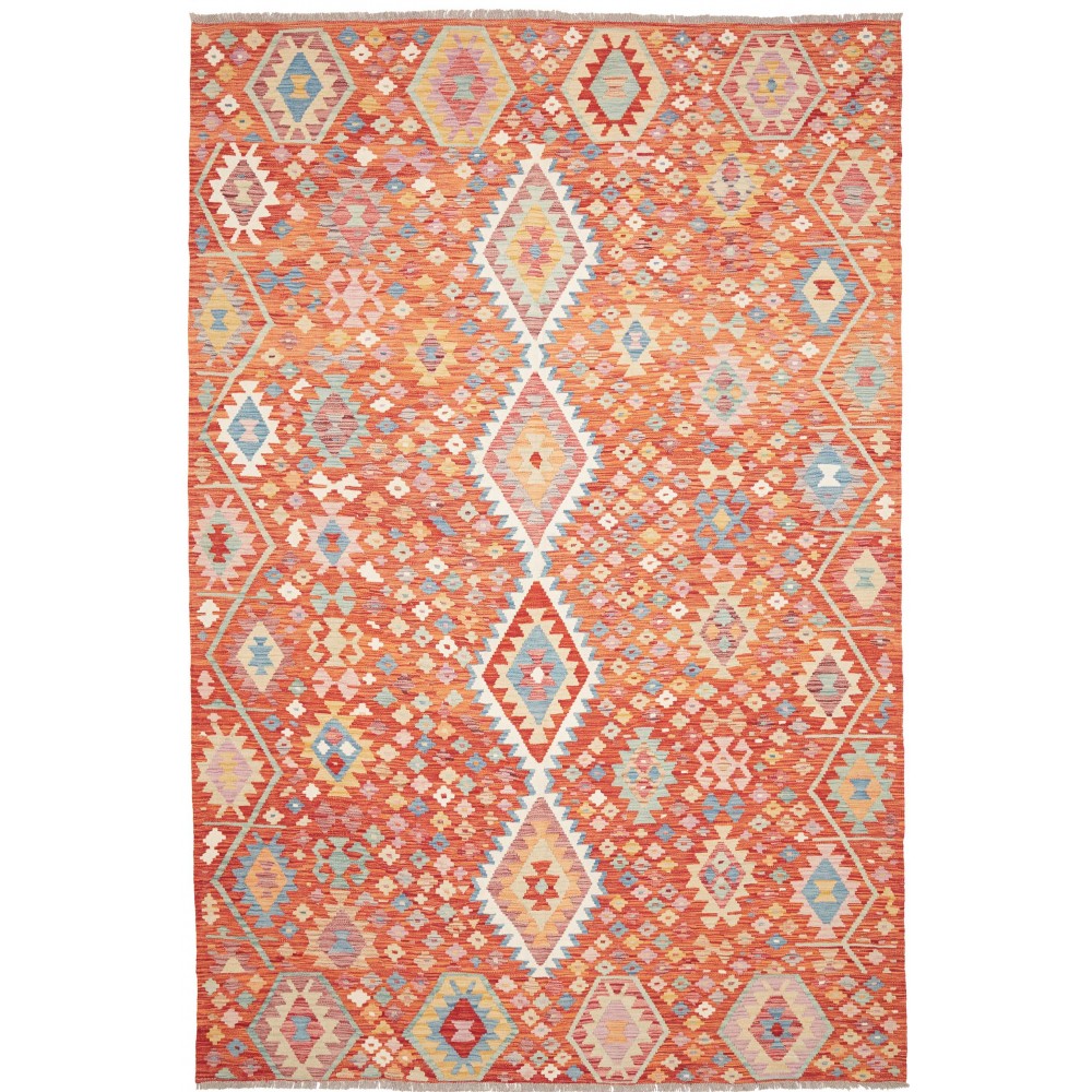 Tappeto Kilim Afghanistan arancione rosso 195x295