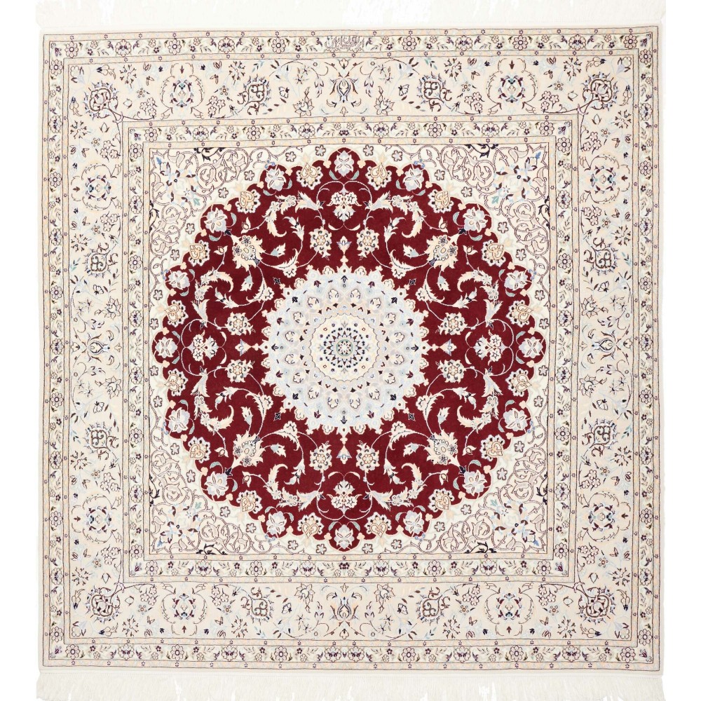 Tappeto Nain 6La Persia bianco marrone 157x157 Tappeto Nain 6La Persia bianco marrone 157x157