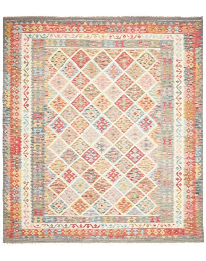Tappeto Kilim Afghanistan bianco rosso 256x290