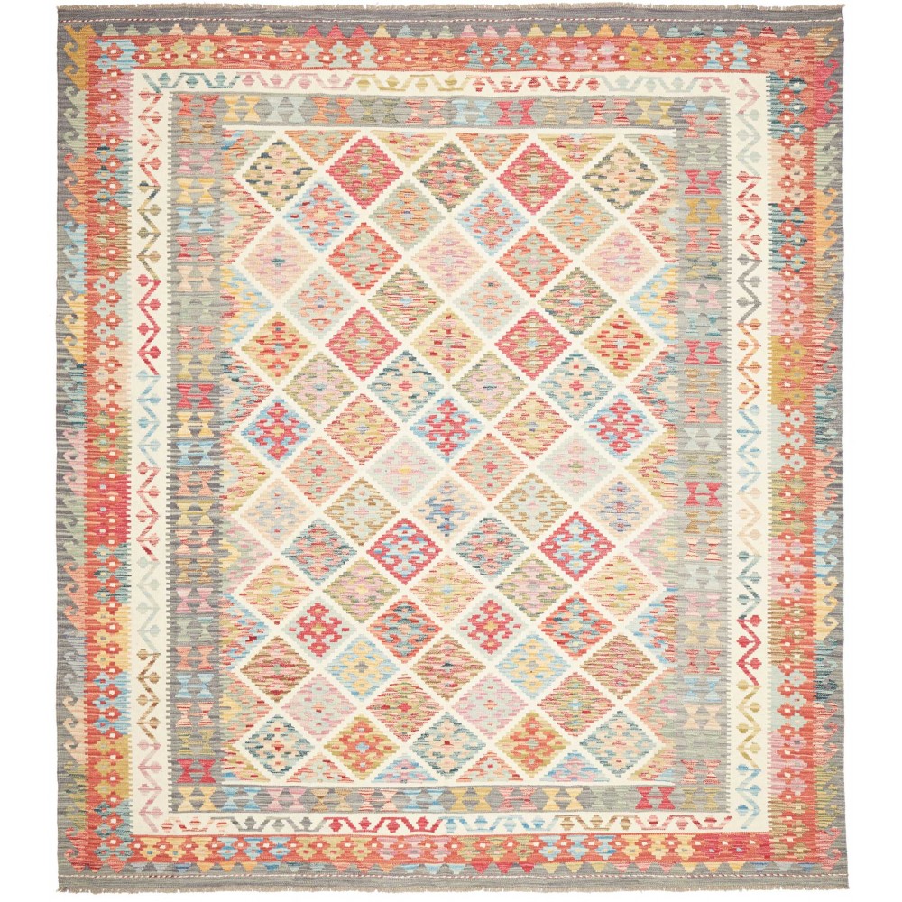 Tappeto Kilim Afghanistan bianco rosso 256x290