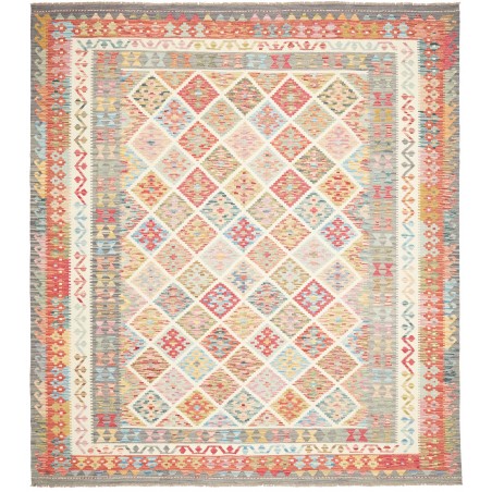 Tappeto Kilim Afghanistan bianco rosso 256x290