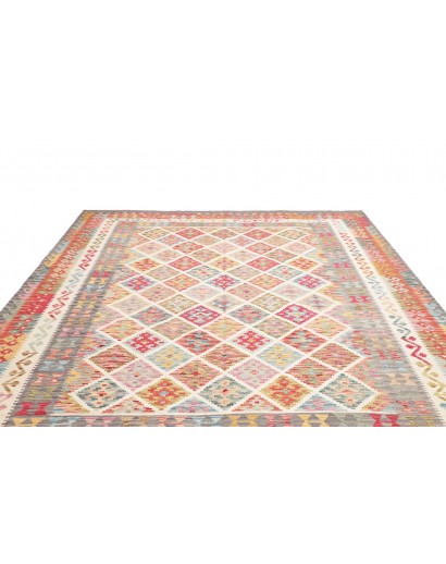 Tappeto Kilim Afghanistan bianco rosso 256x290