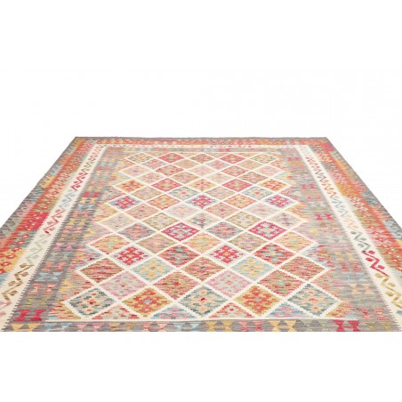 Tappeto Kilim Afghanistan bianco rosso 256x290