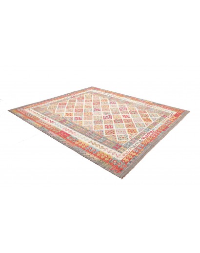 Tappeto Kilim Afghanistan bianco rosso 256x290
