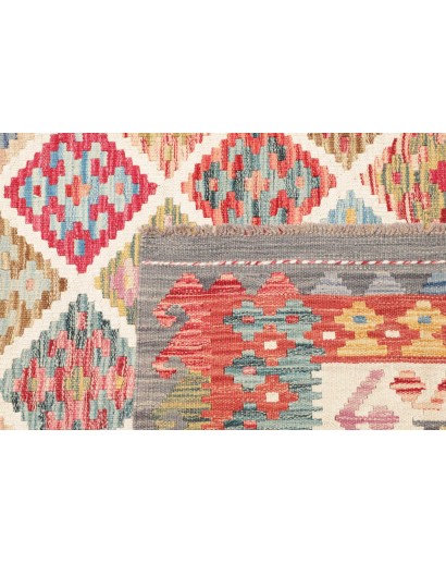 Tappeto Kilim Afghanistan bianco rosso 256x290