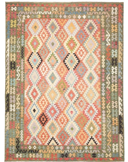Tappeto Kilim Afghanistan marrone bianco 261x350