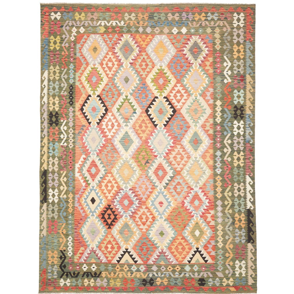 Tappeto Kilim Afghanistan marrone bianco 261x350