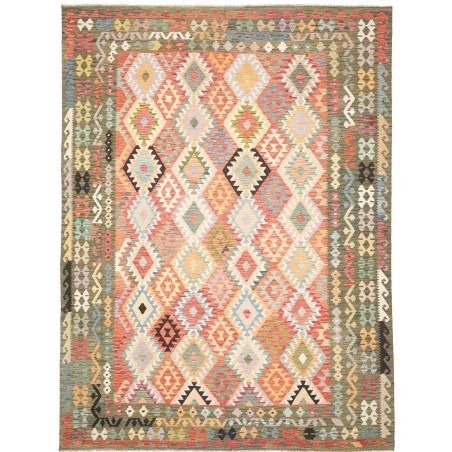 Tappeto Kilim Afghanistan marrone bianco 261x350