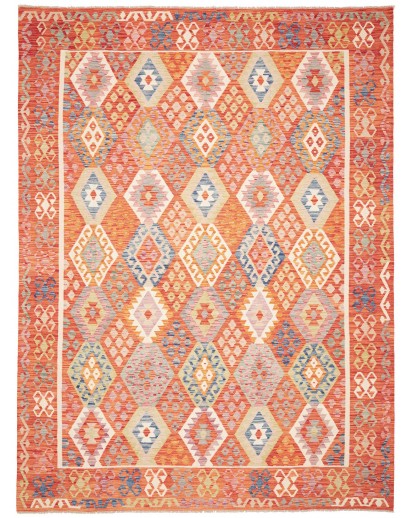 Tappeto Kilim Afghanistan arancione bianco 257x341