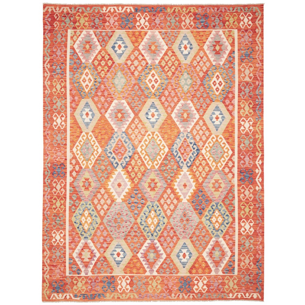 Tappeto Kilim Afghanistan arancione bianco 257x341