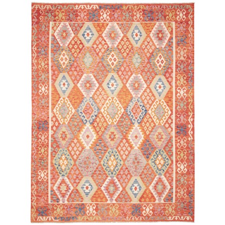 Tappeto Kilim Afghanistan arancione bianco 257x341