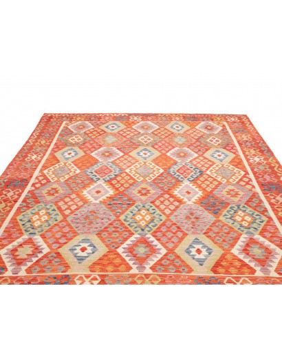 Tappeto Kilim Afghanistan arancione bianco 257x341