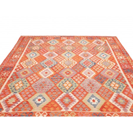 Tappeto Kilim Afghanistan arancione bianco 257x341