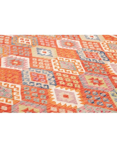 Tappeto Kilim Afghanistan arancione bianco 257x341