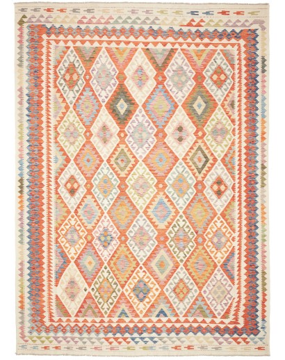 Tappeto Kilim Afghanistan bianco rosso 256x352