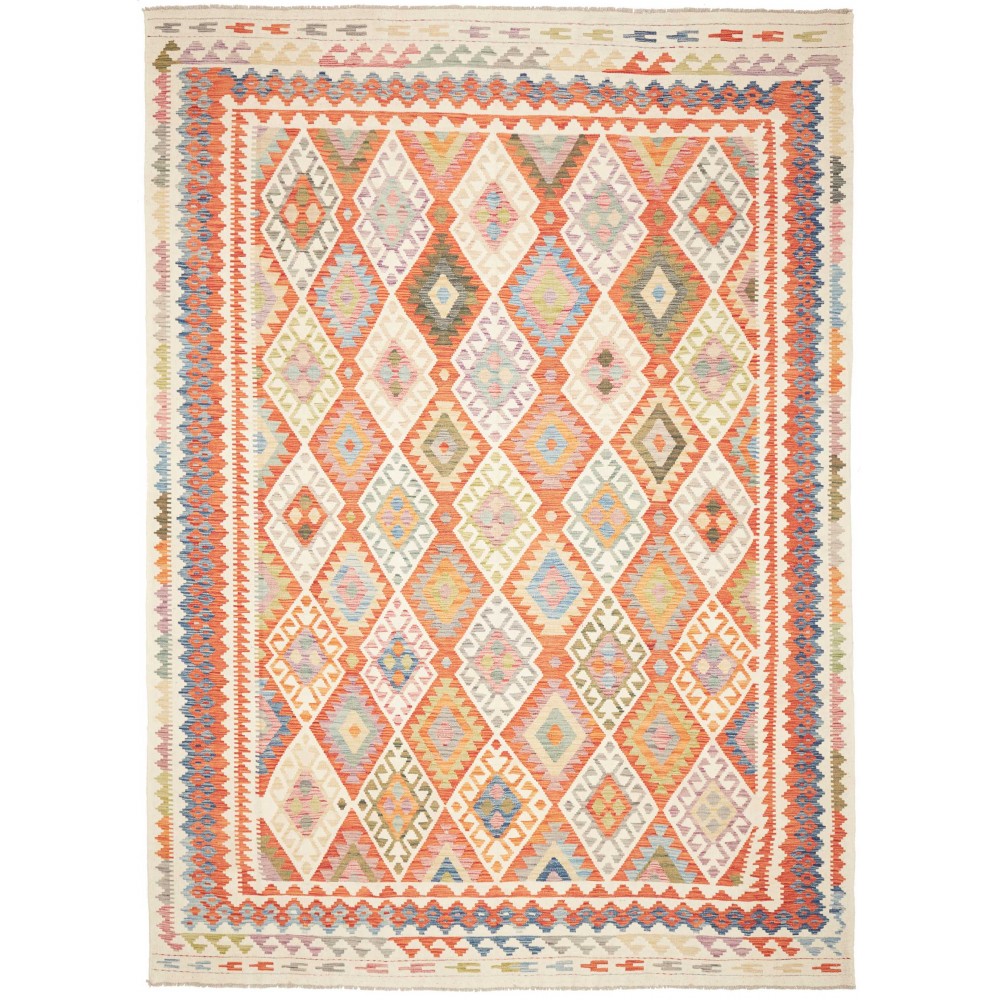 Tappeto Kilim Afghanistan bianco rosso 256x352