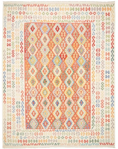 Tappeto Kilim Afghanistan bianco arancione 323x412